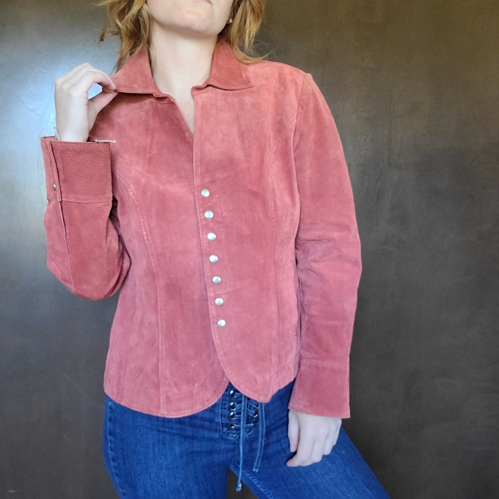 Vintage Leather Button Down Blazer - image 2